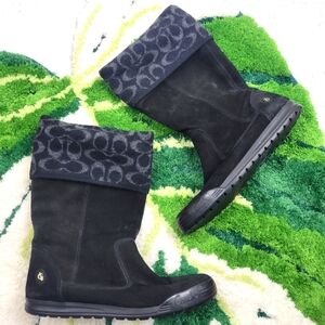 Coach "TATUM" Black Suede Boots